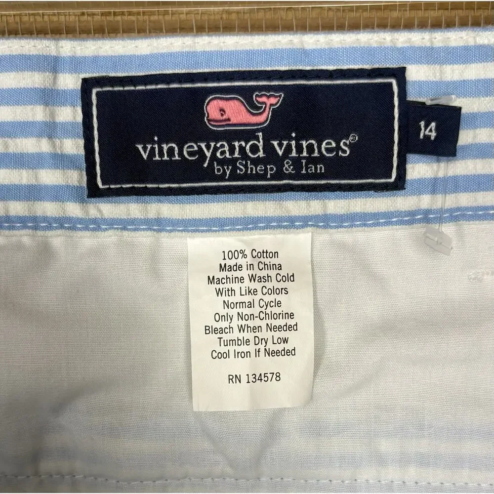 Vineyard Vines Boy’s Club Striped Shorts 9” Inseam Sz 14
